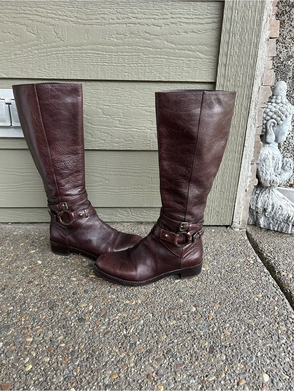 Via Spiga Tall Leather Riding Boots - Dark Brown